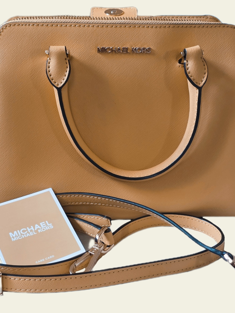 Michael Kors Yellow Idina Saffiano Leather Crossbody Purse Gold Hardware NWOT